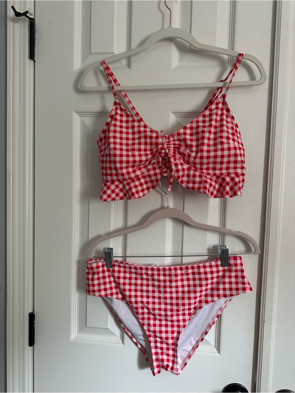Cupshe Red and White Gingham Bikini Set